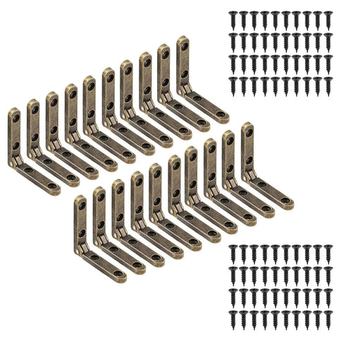 Heavy Duty 90 Degree Small Hinge Set For Wooden Boxes And Miniature Furniture Craft Projects Jewelry Cases Cabinets And Drawers Includes 20 Sets With Screws For Easy Installation