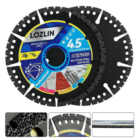 Versatile 3 Pack 4.5 Inch Diamond Multi Purpose Saw Blades For Angle Grinder Heavy Duty Cutting Marble Quartz Tile Stone Metal