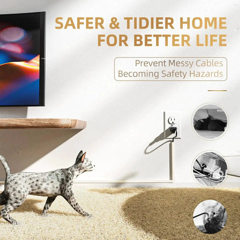 Living room with Beige One Cord Cable Hider Kit for Walls, 85 Inch Cord Covers for TV Wires, easy wall cable management setup