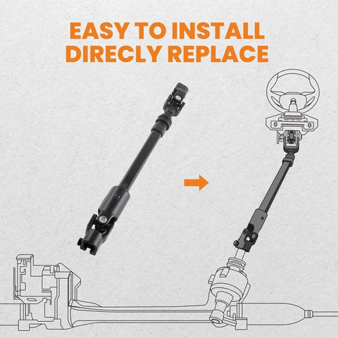 Adjustable Length Power Steering Intermediate Shaft For Jeep Cherokee 1984-1994 shown with installation diagram