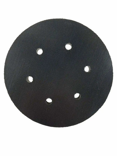 Front view of 6 Inch Hook And Loop Backing Pad For Polisher 7424 7424XP 18001 Heavy Duty Beefy Durable Spare Part with holes.