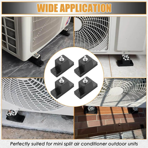 Premium Rubber Vibration Isolator Mounting Bracket Set With Four Rubber Pads installed under air conditioners
