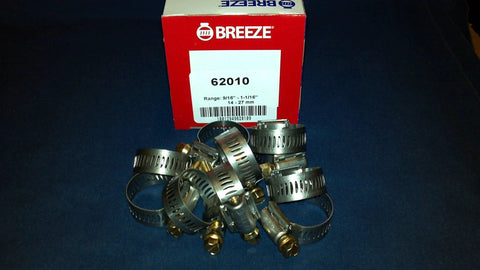 Hose Clamps 0.56 To 1.06 Inch Industrial And Automotive Pack Of 10 Durable Heavy Duty Stainless Steel Band Clamps with red box