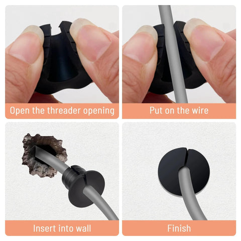 Cable Grommet Routing Kit For 3/4 Inch Wall Hole With Silicone Cable Pass And Anti Slip Grommets installation steps guide.