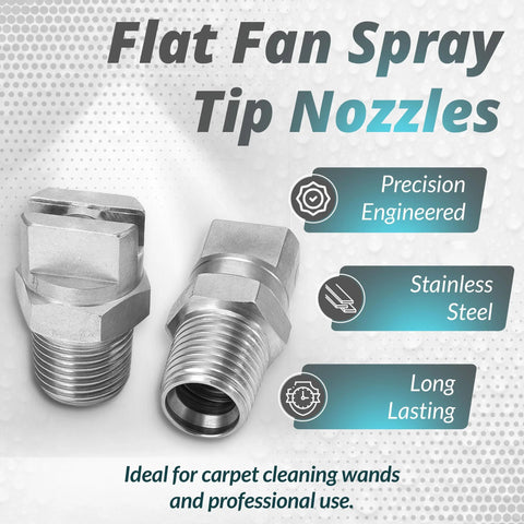 Flat fan spray tip nozzle 11001, 1/8 in male thread, 304 stainless steel, pack of 2 for carpet cleaning wands