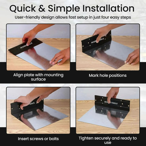 Installation steps of Sheet Metal Bender 24 Inch Folding Tool For HVAC Roofing And Siding Projects, hands aligning and securing tool