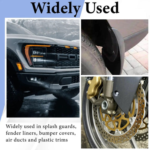 Front and side views of vehicles and parts, showcasing uses for 160 Piece Car Screw Kit With 14 Sizes Self Tapping Phillips Round Head Retainer Clips For Bumper Hood And Trim Auto Fasteners Set Plug And Play Ready Compatible With GM Ford Porsche Toyota.