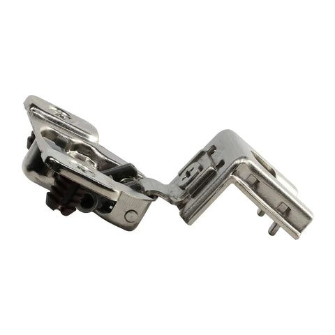 Side view of Beefy One And One Quarter Inch Overlay Soft Close Cabinet Hinge With 105 Degree Opening Angle showing 2 Cam Press In design.