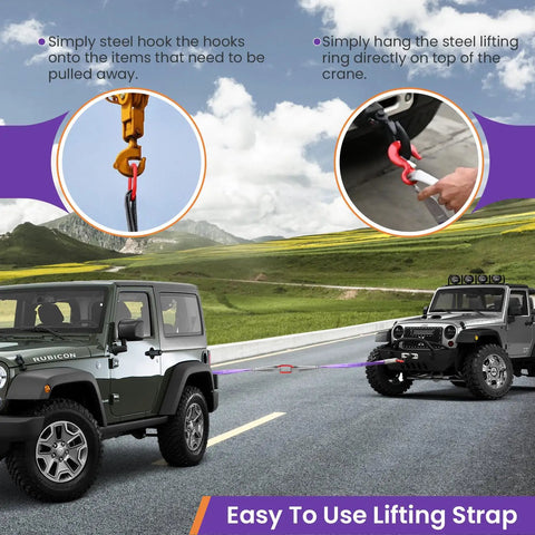 Vigtayue 2-Pack lifting sling straps with hooks; 3.3 ft, 4409 lb capacity; polyester bridle slings