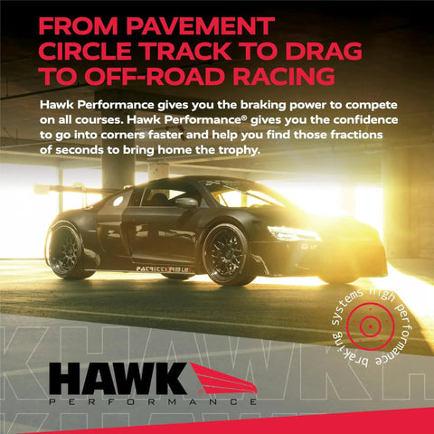 HB180N.560 HP Plus Hawk Performance brake pads; automotive parts by Amazon; black high-performance car in a lit garage