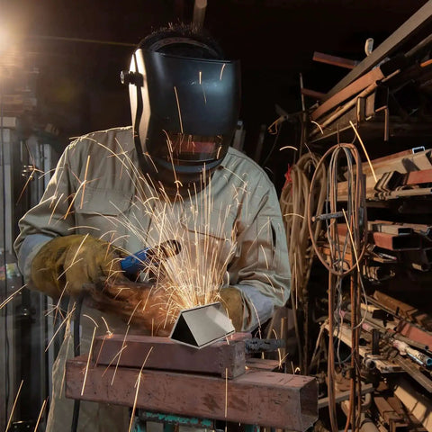 Welder using 20 Piece Aluminum Welding Plates 2 By 4 Inch One Eighth Inch Thick For TIG MIG Arc Welding Practice Sheets