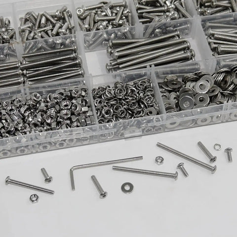 Heavy Duty 1040 Piece M3 Screw Kit With Nuts, Washers And Hex Wrench Includes M3 Screws From 6mm To 40mm Range for 3D printers.