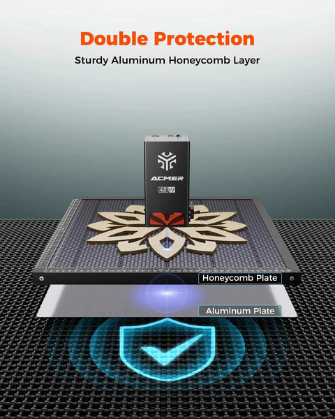 Honeycomb Laser Bed 300x300mm For Diode CO2 Fiber Laser Engravers With Aluminum Backing Plate displayed front view