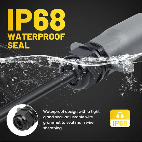 Close-up view of Beefy 7 Pin RV Trailer Plug With IP68 Waterproof Seal, showing the watertight gland seal design.