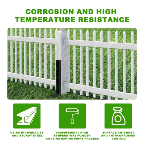 Heavy Duty Fence Post Repair Kit 2 Inch Width Ground Spike Anchor for Wooden Posts Installed on White Fence