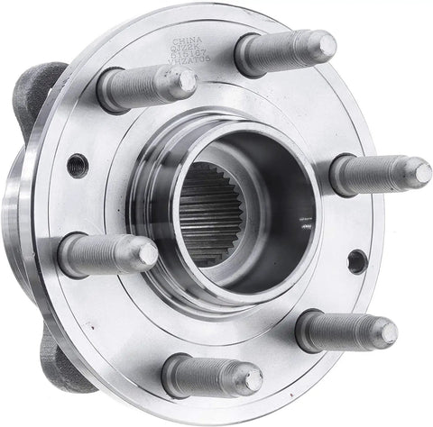 Front view of a pair front wheel bearing and hub assembly with ABS encoder for 2015 2022 Chevrolet Colorado and GMC Canyon 4WD models.
