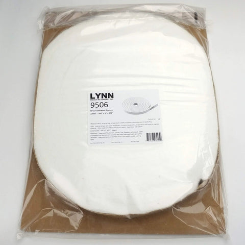 Strip ceramic fiber blanket, Lynn Manufacturing 9506, white, 1" x 1/2" x 300", high-temp gasketing
