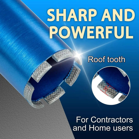 Close-up of a sharp Heavy Duty Wet Diamond Core Drill Bit for Concrete and Masonry 3 Inch Diameter 15 Inch Drilling Depth by SALI