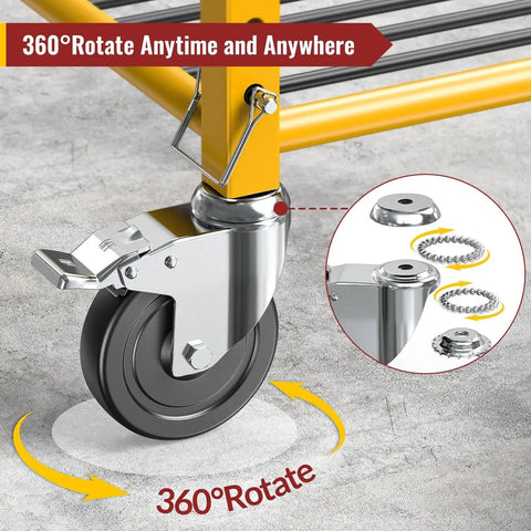 5 Inch Scaffolding Caster Wheels Set Of Four With Dual Locking Swivel Casters And One And A Quarter Inch Square Stem