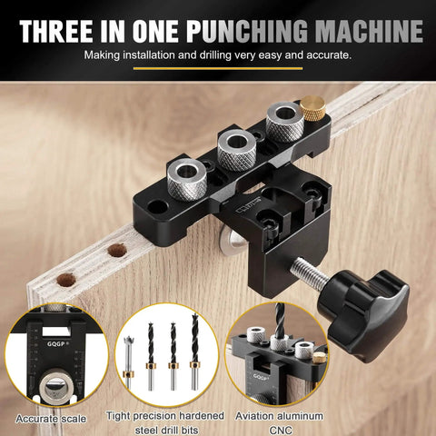 3-In-1 Dowel Jig Kit For Precise Doweling And Self Centering Alignment on wood with drill guides and bits