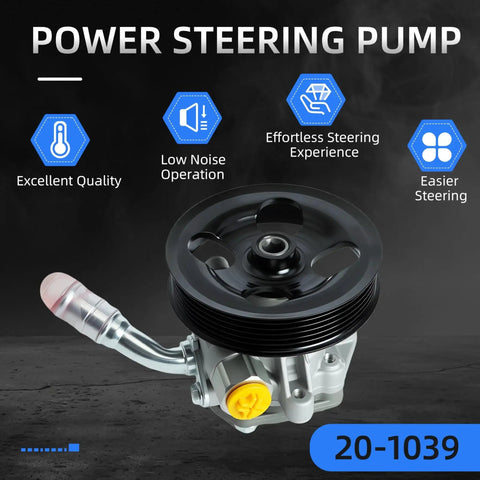 Power Steering Pump With Pulley For Jeep Wrangler 2012-2017 And 2018 JK V6 3.6L Replacement 20-1039 product image