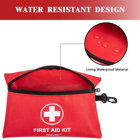 Ultra Portable 140 Piece First Aid Kit Designed For Car Home Office Travel Camping Sports Outdoor And School, waterproof red case
