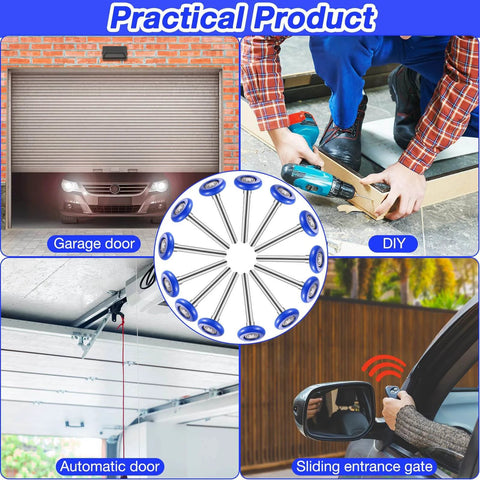 24 Pack Nylon Garage Door Rollers 1.8 Inch Replacement Wheels For 2 Inch Track Blue With 4.7 Inch Stem Ultra Quiet Bearings 6200ZZ Durable