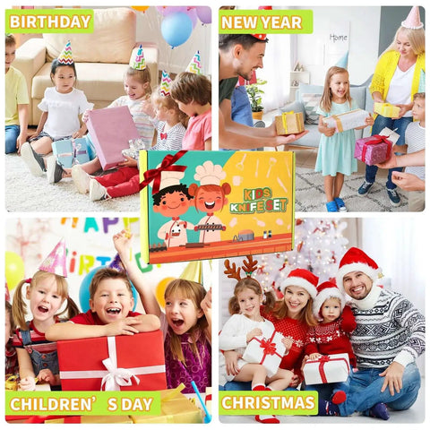 46 Piece Kids Knife Set For Toddlers Real Cooking Skills Montessori Kitchen Toys gift box for birthday, Christmas celebrations