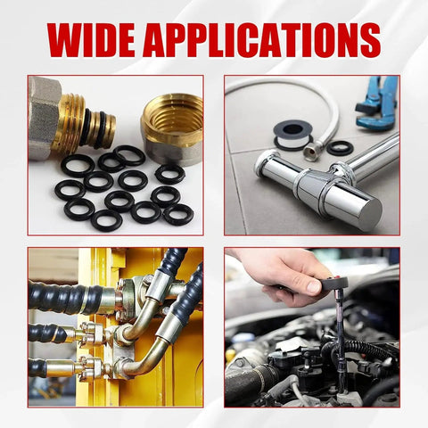 Image showing the 225 Piece O Ring Assortment Kit For Gasket Seals And Plumbing used in various applications, including car repair and plumbing.