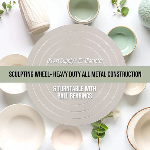 Top view of 12 Inch Sculpting Wheel With Heavy Duty All Metal Construction And Ball Bearing Turntable For Pottery and Clay Art.