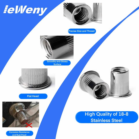 Pro Grade Stainless Steel Rivet Nut Assortment Kit For DIY Enthusiasts With 216 Pieces Of SAE Threaded Rivnuts for sheet metal