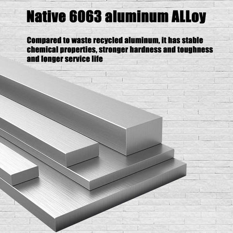6063 aluminum alloy bars with stable chemical properties and strong hardness, displayed stacked on a brick background.