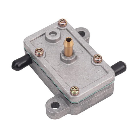 AHL fuel pump module with metal housing, brass outlet, green gasket, and mounting ears