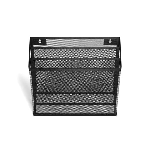 Wire Mesh File Organizer Three Compartment Matte Black Vertical Desk Sorter For Papers Folders And Mail