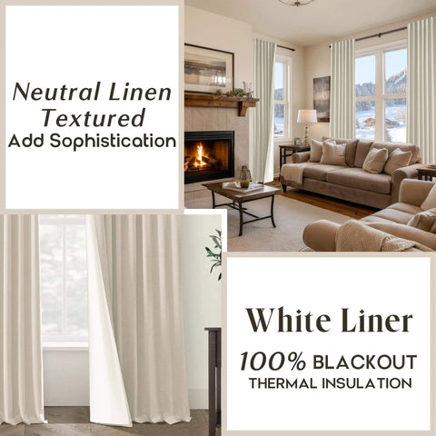 Light Beige Blackout Curtains 96 Inch Long Two Panel Set For Floor To Ceiling Installations In Living Room Or Bedroom Pet Friendly Faux Linen Anti Scratch No Fuss Keeps Light Out And Noise Reducing With A Sleek Tailored Look