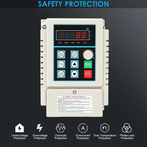 220V 0.75KW 1HP VFD Inverter Single Phase To Three Phase Frequency Converter with control panel for spindle motor speed