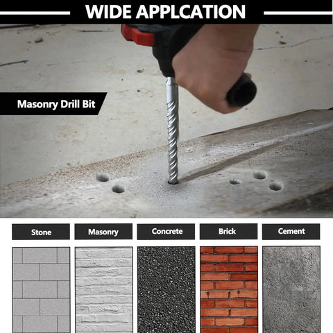 SDS Max Rotary Hammer Drill Bit, 38mm Carbide Tip, 10 Inch 260mm Length For Masonry Concrete Brick Stone Cement Walls in use.