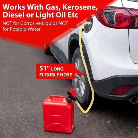 Portable Fuel Transfer Pump Auto Stop 3.2 GPM 4 Adapters Battery Or USB Power connected to car tank