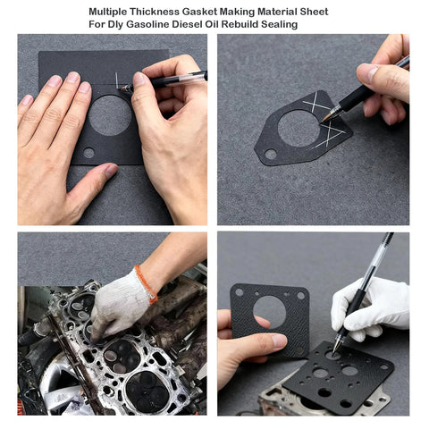 3Pcs black non-asbestos gasket paper sheets, high temp for gasoline/diesel engines, DIY small engine sealing