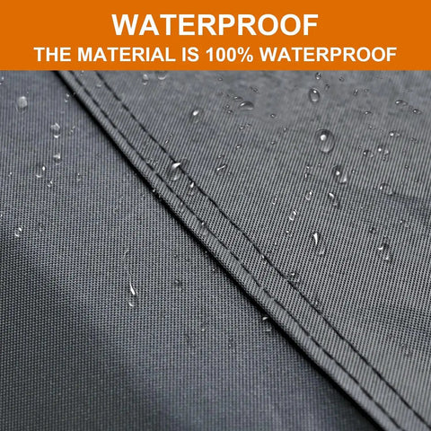 Close-up of the waterproof fabric showing water droplets, highlighting the material of All Weather Heavy Duty SUV Car Cover With Zipper For Outdoor Snow Sun UV Waterproof Exterior Protection Universal Fit For SUVs And Jeeps Up To 181 Inches Kayme.