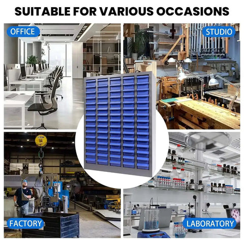 Heavy Duty 75 Drawer Parts Cabinet With 2mm Steel Frame And ABS Drawers With Labels And Dividers, Nut Bolt Screw Organizer for Workshop