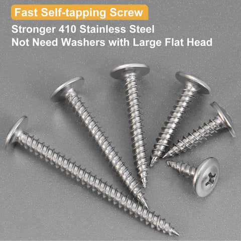 Size Eight Modified Truss Head Wood Screws Set Stainless Steel 410 Self Tapping Assortment 165 Pieces