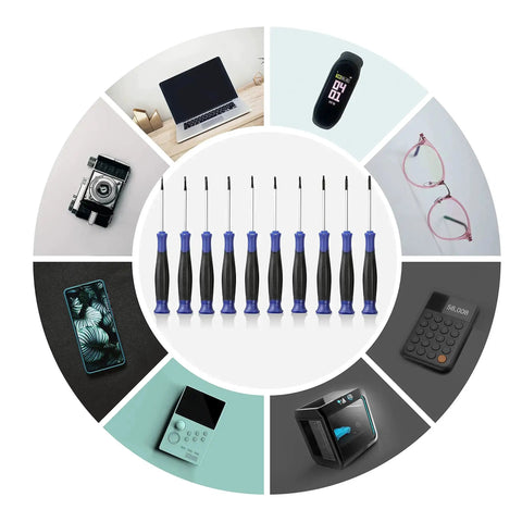 Image of Magnetic Precision Screwdriver Set With Pouch 10 Piece Tiny Screwdrivers For Eyeglasses Watches Computers Laptops And Phones Phillips Slotted Torx