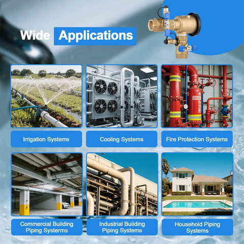 Brass YEE 3/4 in 720A pressure vacuum breaker backflow preventer for irrigation; anti-siphon valve.