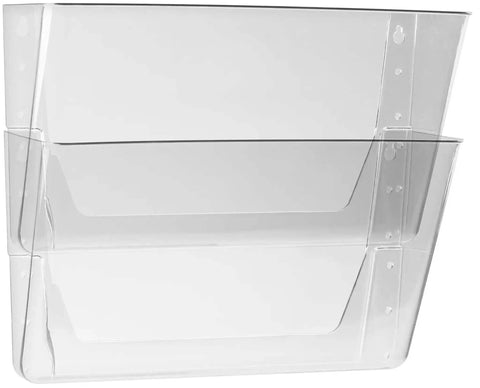 Clear Letter Size Wall File Organizer, 2 Pack, Easy Mount With Anchor Screws, Double Sided Tape, Durable Design for Home Office