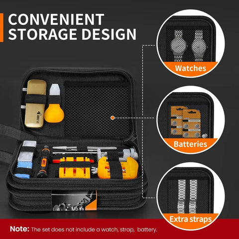 All In One Watch Repair Kit Pro Grade Gear For Battery Swaps Strap Adjustments Case Opener And Back Cover Link Remover