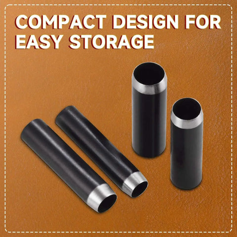 Leather Circle Cutter Set With 10 Round Punch Tools And High Carbon Steel Dies, showcasing compact design, black steel punches.