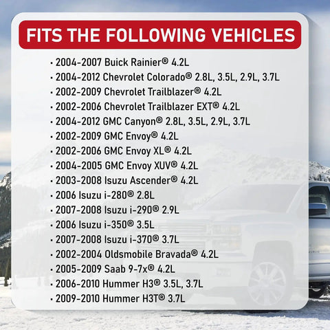 List of compatible vehicles for Exhaust Camshaft Position Actuator Solenoid VVT System includes Buick, Chevy, GMC models.