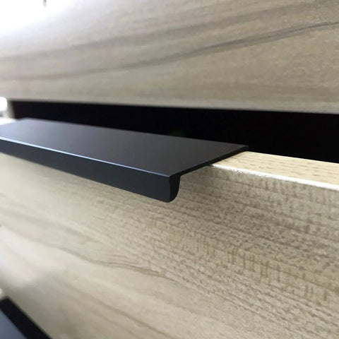 Side view of Edge Pulls For Cabinets And Drawers, 8 Pack, 6 Inch Overall Length, Black Concealed Tab Pulls For Kitchen Garage Cabinets