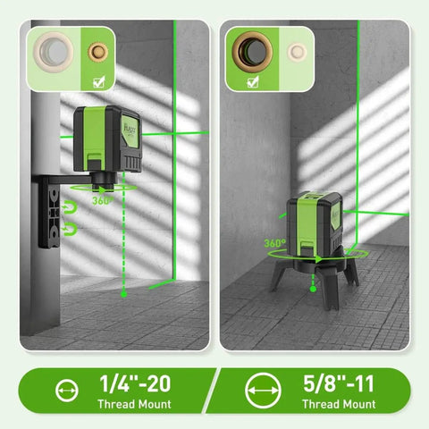 2 Plumb Dots And Cross Line Laser Level With 180 Degree Wide Angle 2 In 1 Green Self Leveling Laser Tool for wall alignment demo
